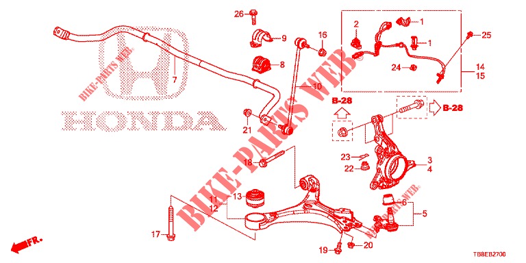 ARTICULATION AVANT pour Honda CIVIC TOURER DIESEL 1.6 EXGT 5 Portes 6 vitesses manuelles 2015