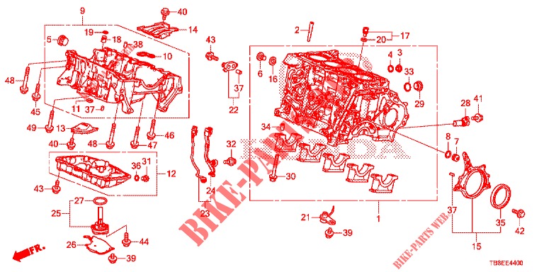 BLOC CYLINDRES/CARTER D'HUILE (DIESEL) pour Honda CIVIC TOURER DIESEL 1.6 EXGT 5 Portes 6 vitesses manuelles 2015