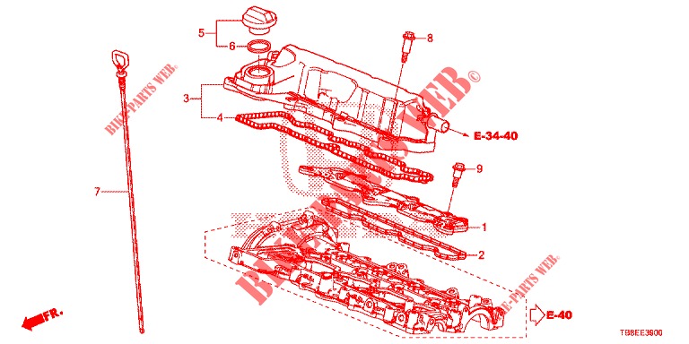CHAMBRE DE RENIFLARD (DIESEL) pour Honda CIVIC TOURER DIESEL 1.6 EXGT 5 Portes 6 vitesses manuelles 2015
