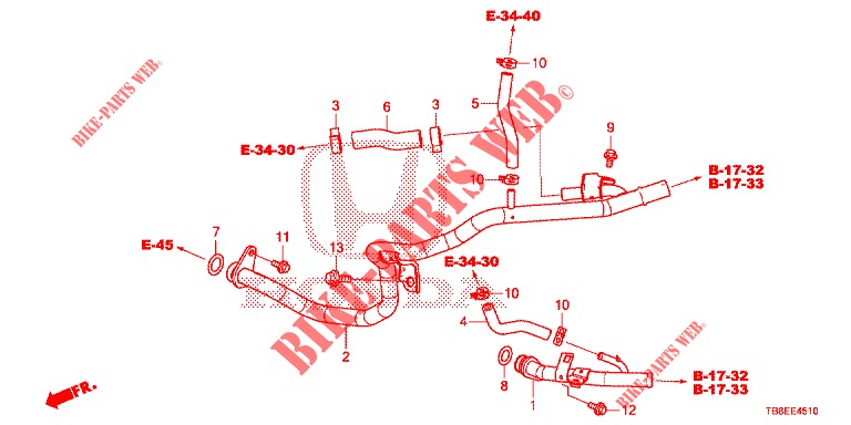 DURIT D'EAU (DIESEL) pour Honda CIVIC TOURER DIESEL 1.6 EXGT 5 Portes 6 vitesses manuelles 2015