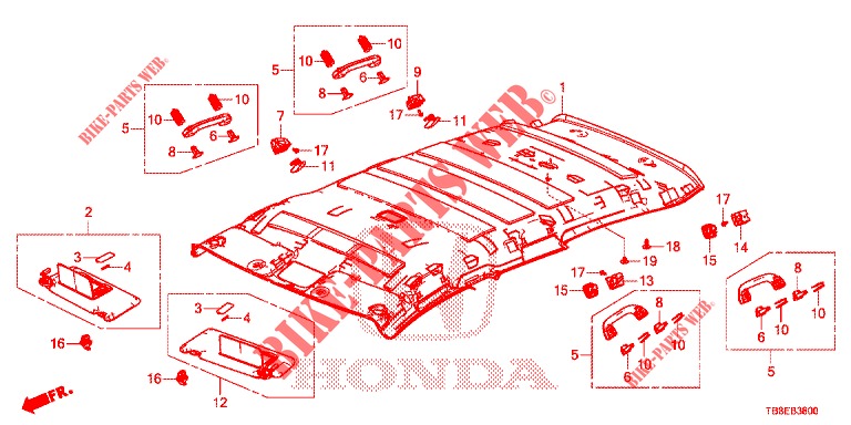 GARNITURE DE PLAFOND pour Honda CIVIC TOURER DIESEL 1.6 EXGT 5 Portes 6 vitesses manuelles 2015