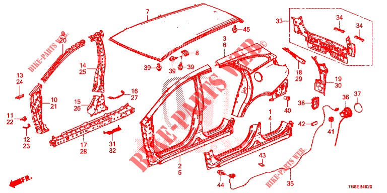 PANNEAUX EXTERIEURS/PANNEAU ARRIERE pour Honda CIVIC TOURER DIESEL 1.6 EXGT 5 Portes 6 vitesses manuelles 2015