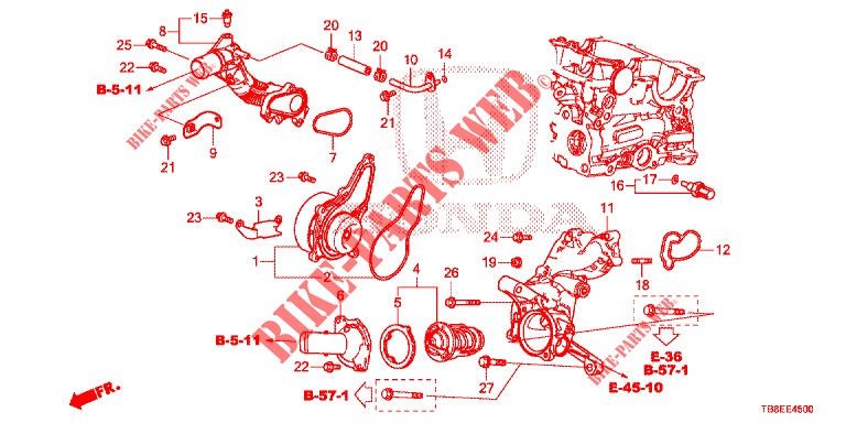 POMPE A EAU (DIESEL) pour Honda CIVIC TOURER DIESEL 1.6 EXGT 5 Portes 6 vitesses manuelles 2015