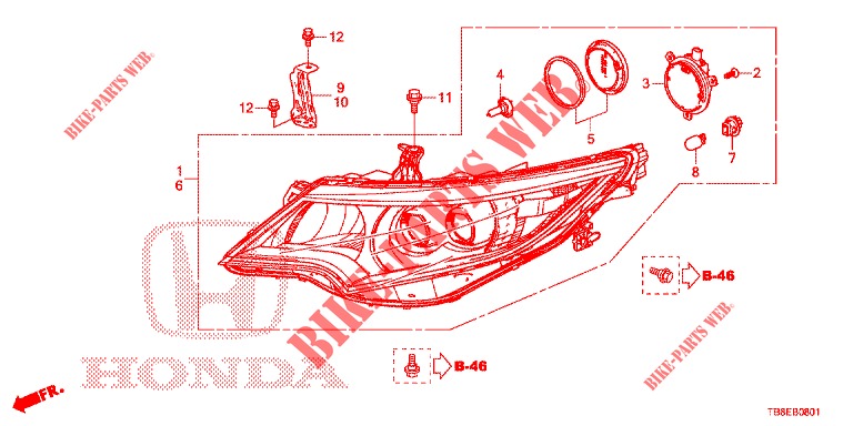 PROJECTEUR (LED) pour Honda CIVIC TOURER DIESEL 1.6 EXGT 5 Portes 6 vitesses manuelles 2015