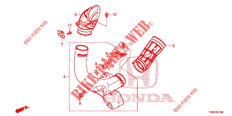 TUBE D'ADMISSION D'AIR (DIESEL) pour Honda CIVIC TOURER DIESEL 1.6 EXGT 5 Portes 6 vitesses manuelles 2015