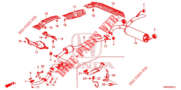 TUYAU D'ECHAPPEMENT/SILENCIEUX (DIESEL) pour Honda CIVIC TOURER DIESEL 1.6 EXGT 5 Portes 6 vitesses manuelles 2015