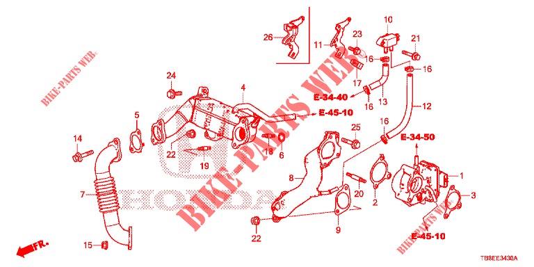 VANNE RGE BASSE PRESSION (DIESEL) pour Honda CIVIC TOURER DIESEL 1.6 EXGT 5 Portes 6 vitesses manuelles 2015